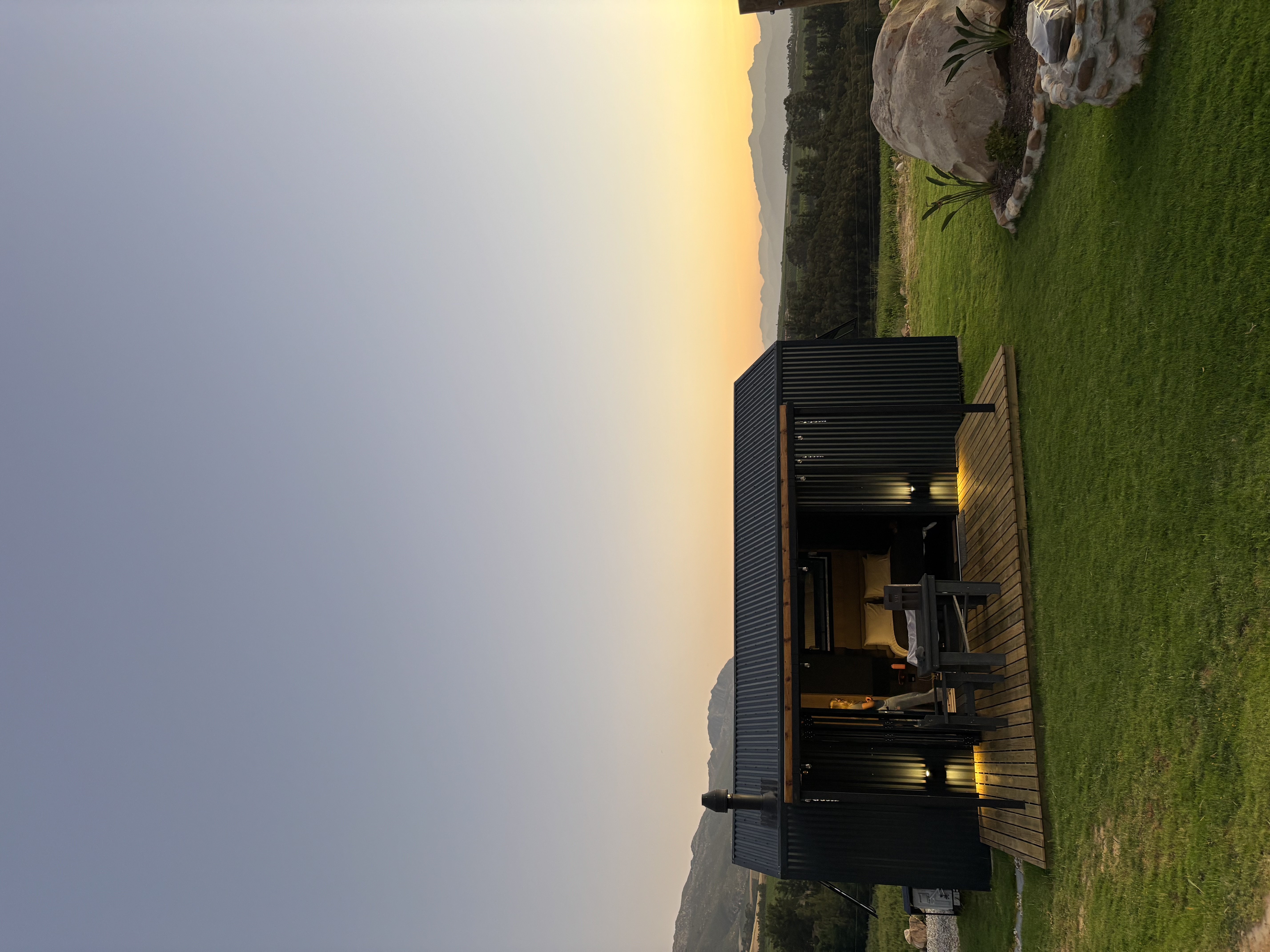 Outdoor View of the Cabin and Rocks